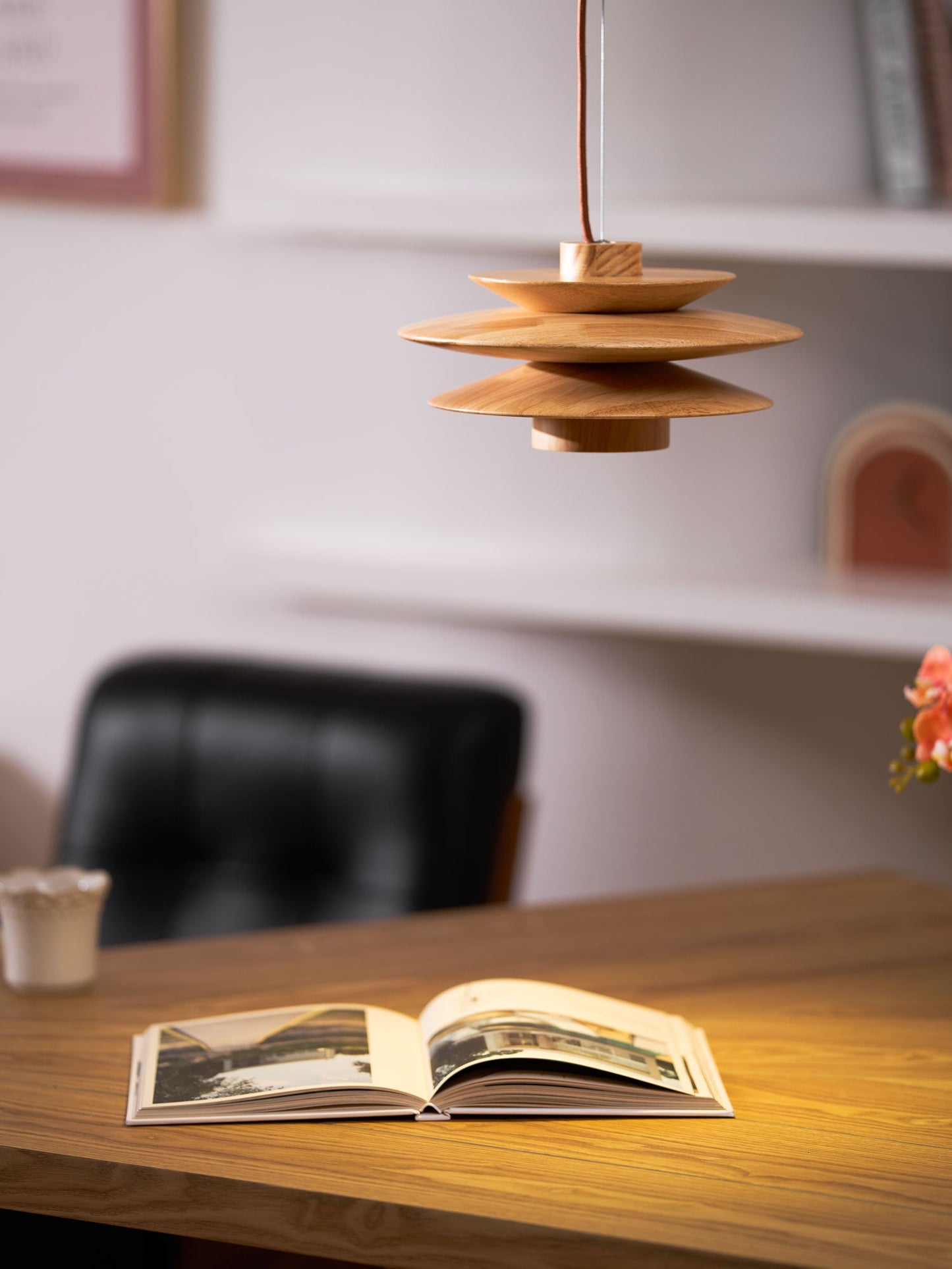 Cascade Wooden Disc Pendant Lamp
