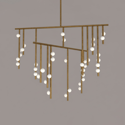 Brass Glass Drop Chandelier