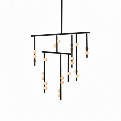 Brass Glass Drop Chandelier