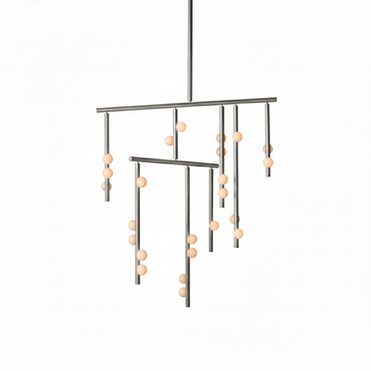 Brass Glass Drop Chandelier