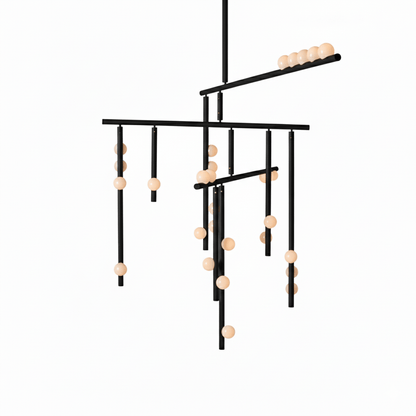 Brass Glass Drop Chandelier