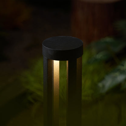 Black Cylindrical Solar Outdoor Post Light