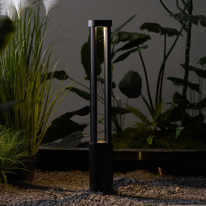 Black Cylindrical Solar Outdoor Post Light