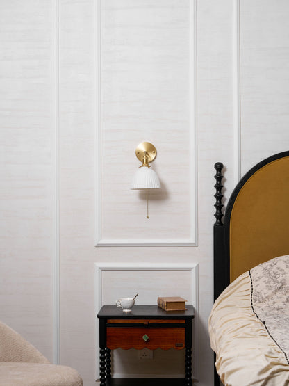 Brass Pleated Ceramic Wall Lamp