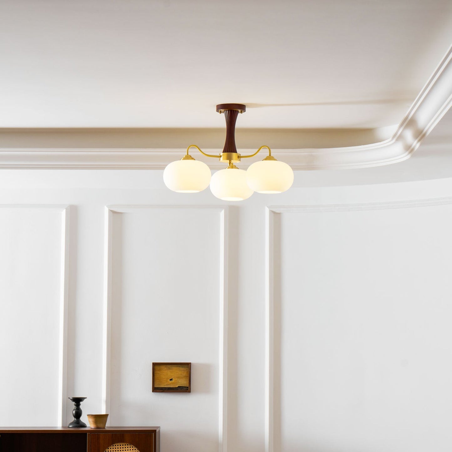 Juliette Brass Wooden Persimmon Chandelier