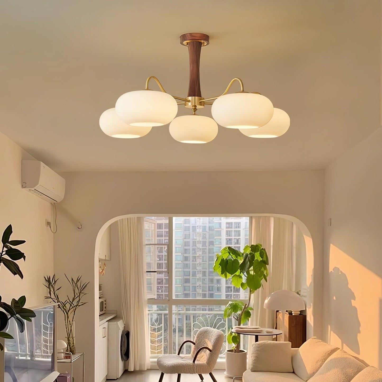 Juliette Brass Wooden Persimmon Chandelier