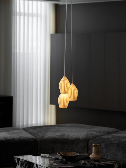 Ceramic Ribbed Pendant Light