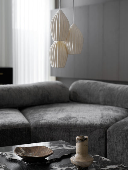 Ceramic Ribbed Pendant Light