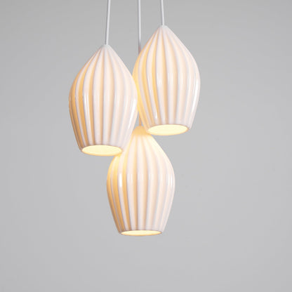 Ceramic Ribbed Pendant Light