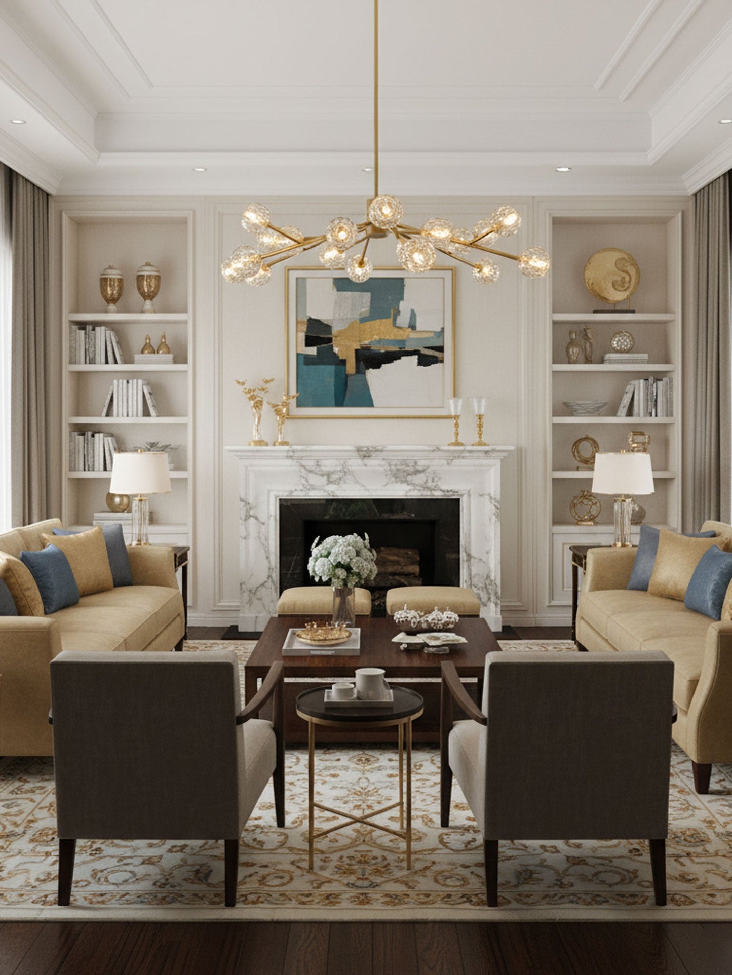 Crystal Ball Round Cluster Chandelier