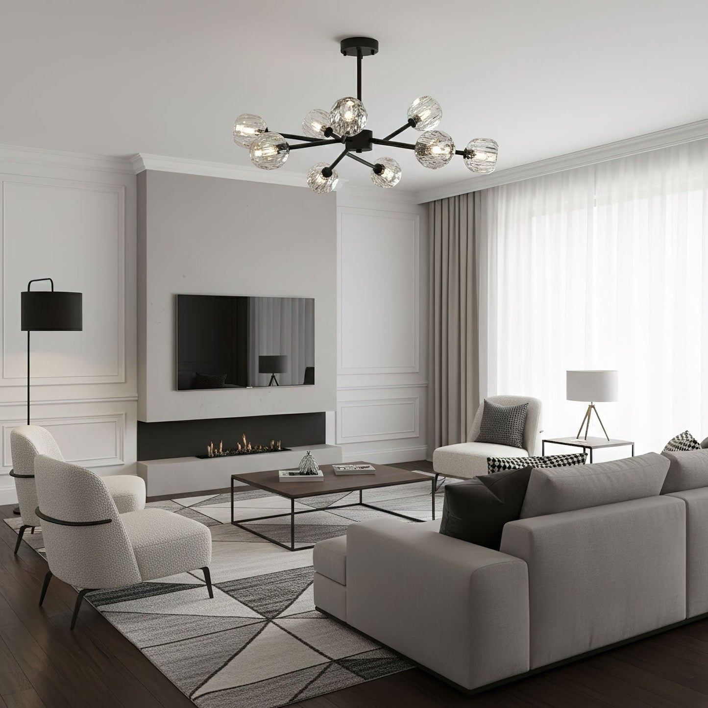 Crystal Ball Round Cluster Chandelier