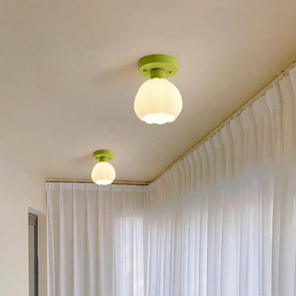 Flower Shaded Semi Flushmount Light