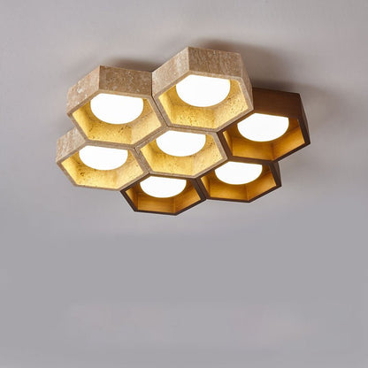 Honeycomb Travertine Ceiling Lamp