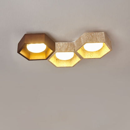 Honeycomb Travertine Ceiling Lamp