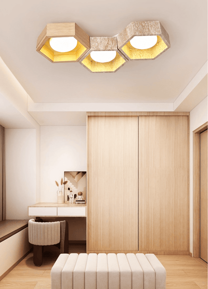 Honeycomb Travertine Ceiling Lamp