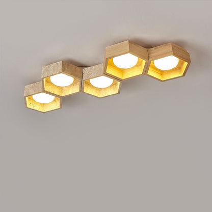 Honeycomb Travertine Ceiling Lamp