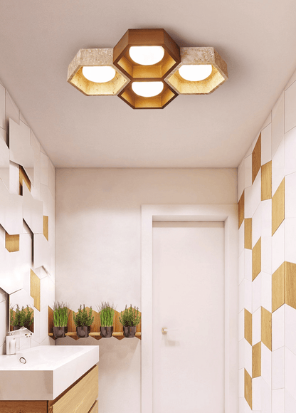 Honeycomb Travertine Ceiling Lamp