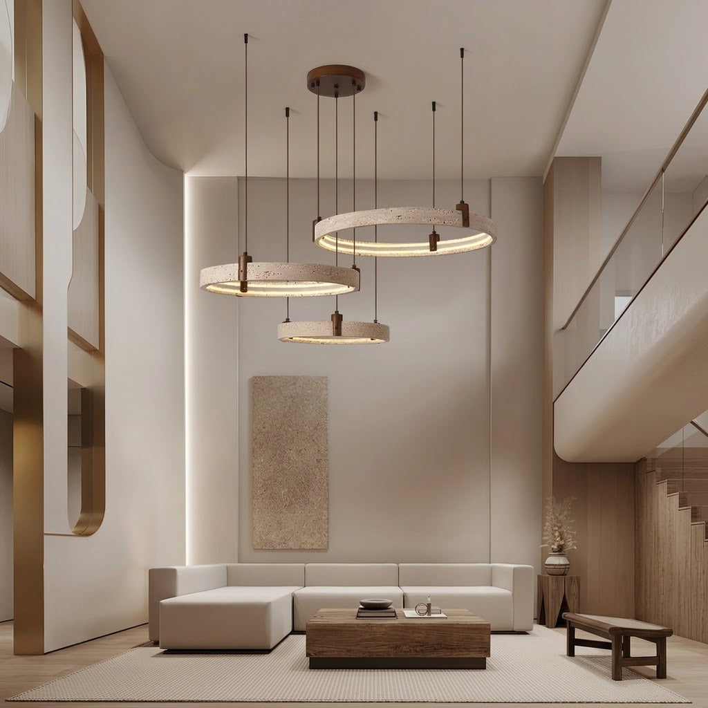 Celestial Orbit Travertine Chandelier