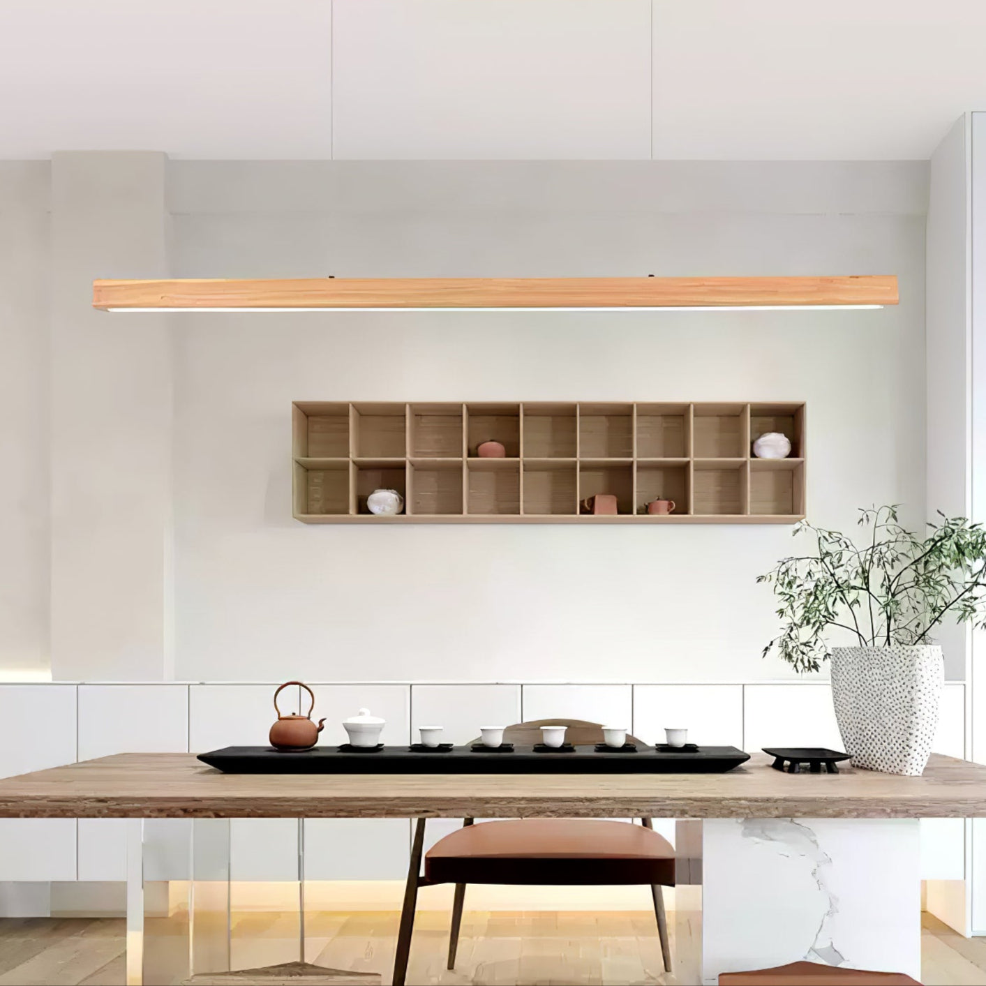 Linear Wooden Pendant Light