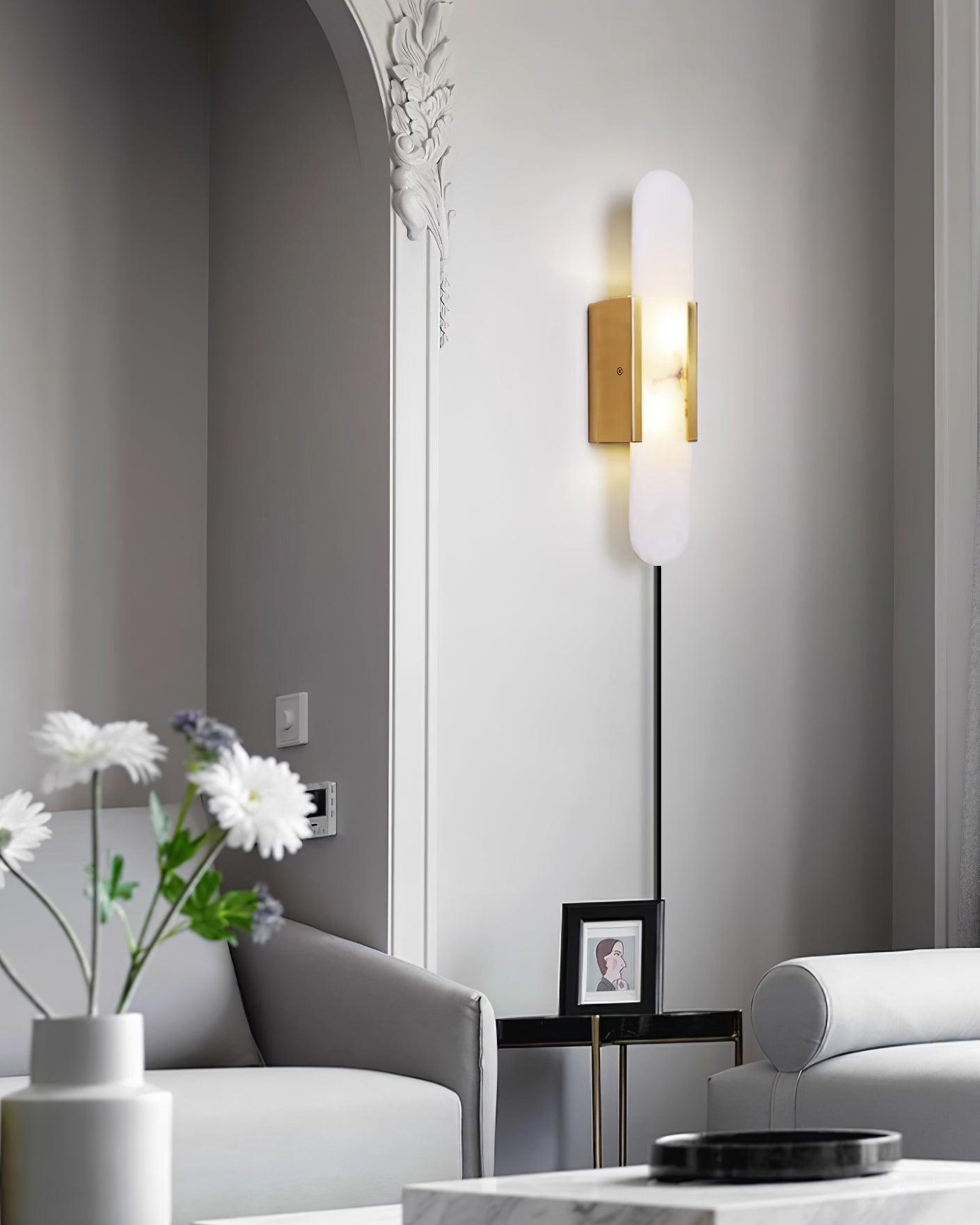 Melange Elongated Alabaster Plug-in Sconce