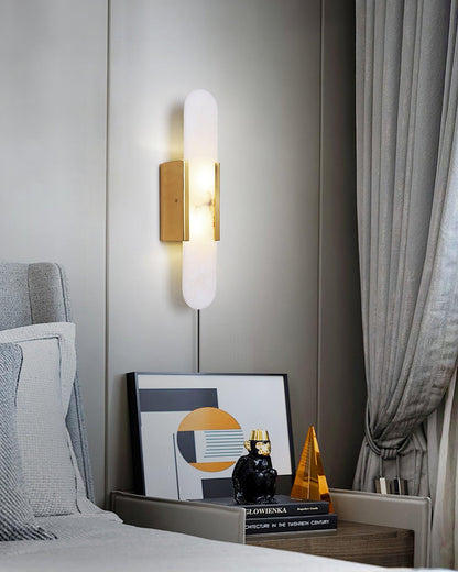 Melange Elongated Alabaster Plug-in Sconce