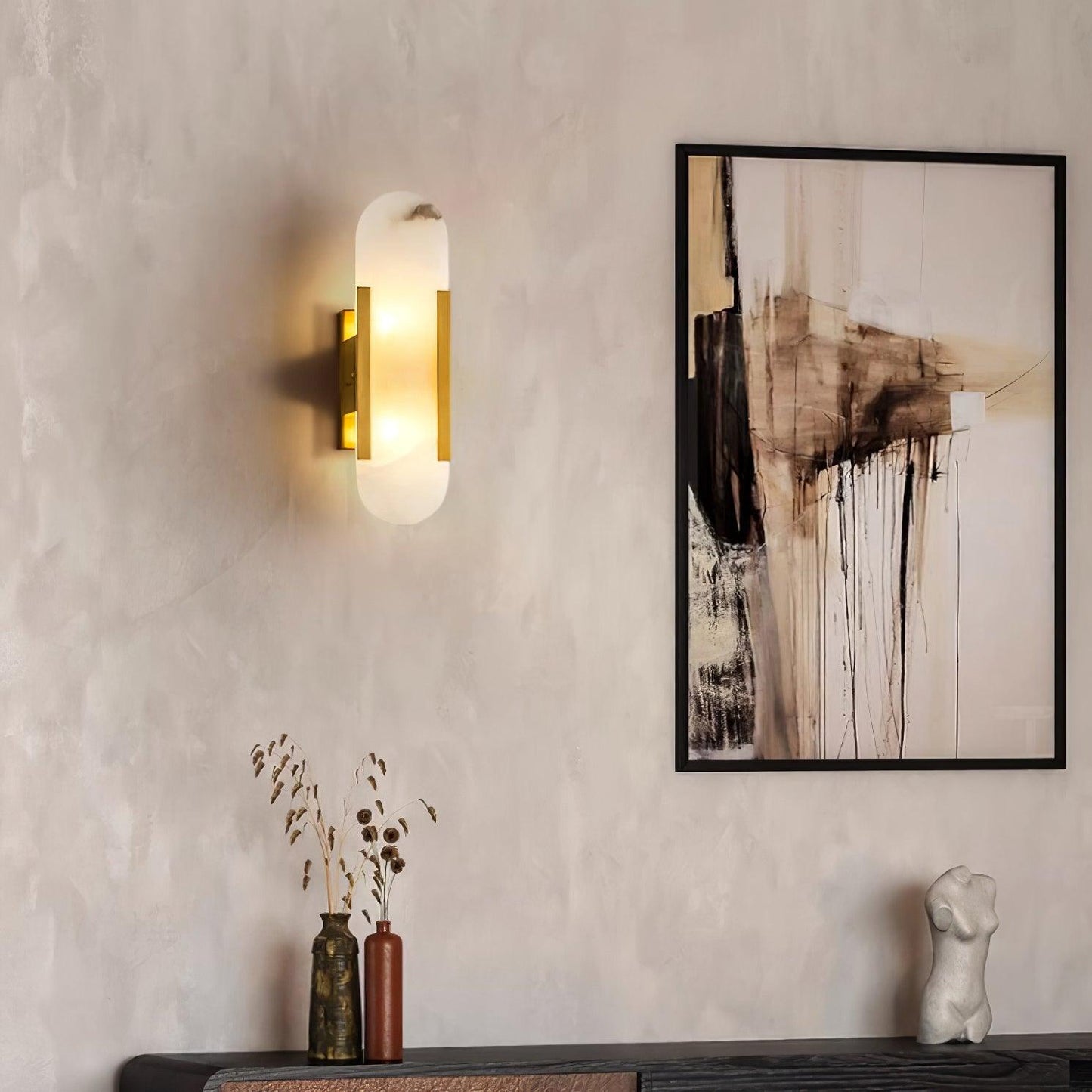 Melange Elongated Alabaster Plug-in Sconce