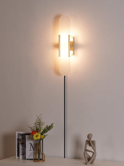Melange Elongated Alabaster Plug-in Sconce