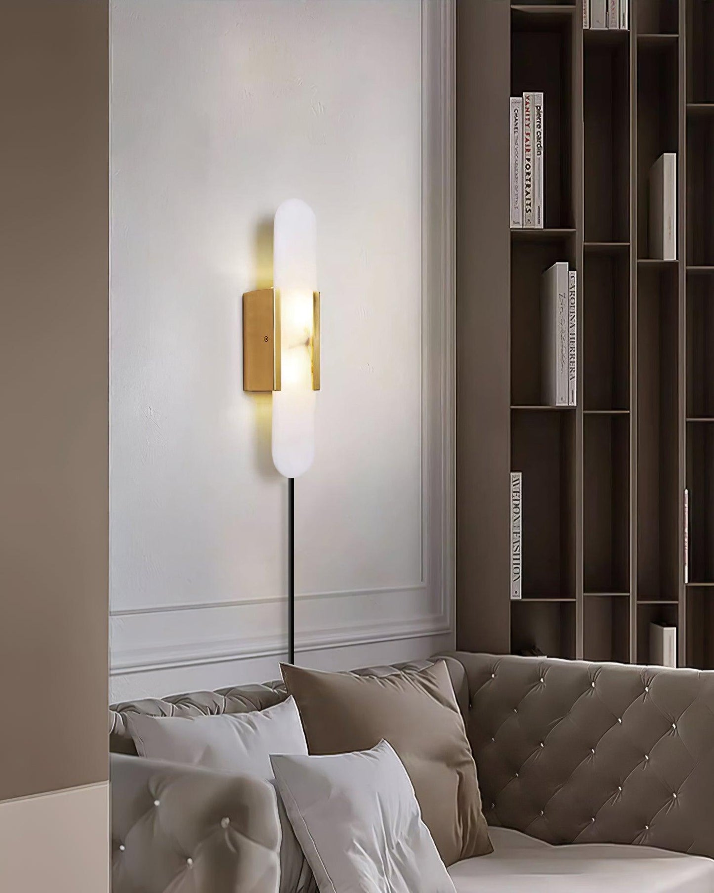 Melange Elongated Alabaster Plug-in Sconce