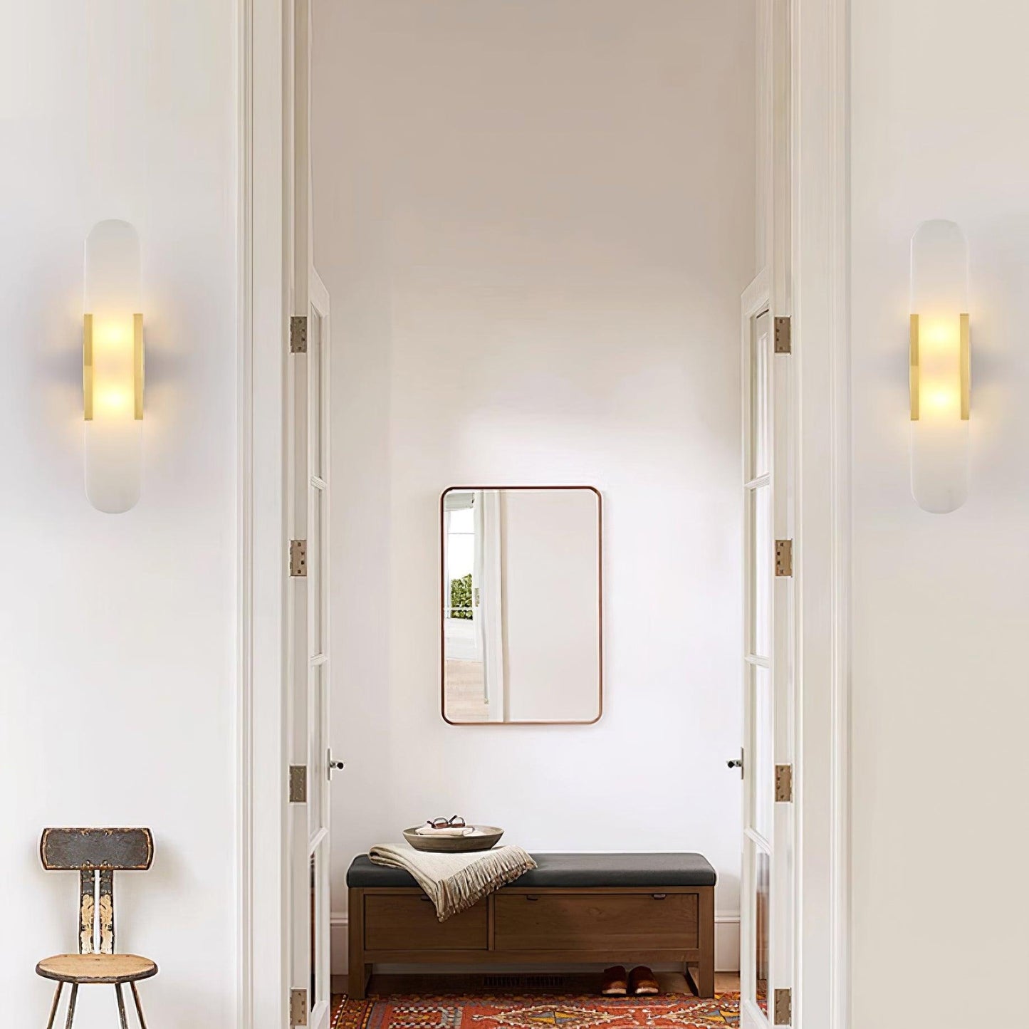 Melange Elongated Alabaster Plug-in Sconce