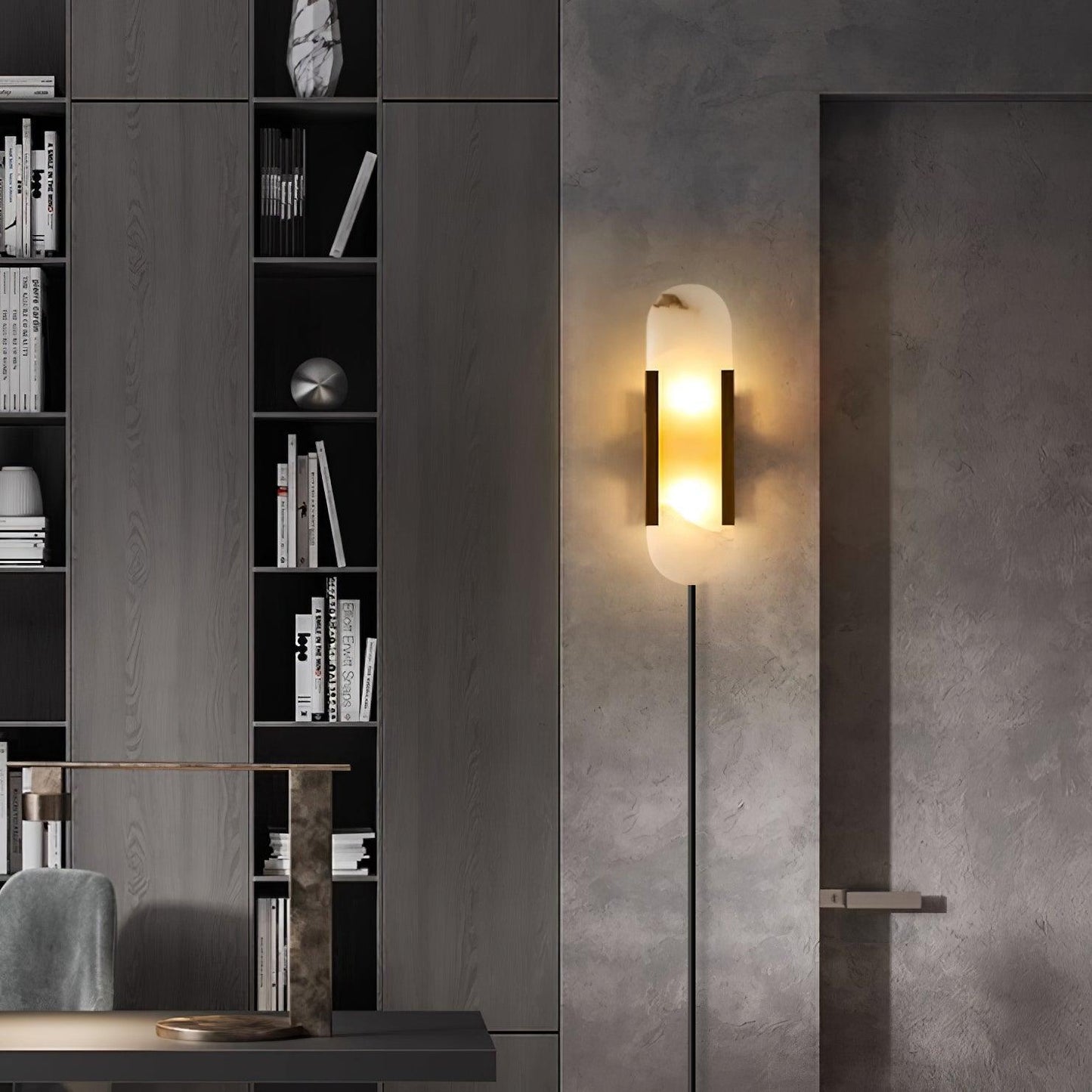 Melange Elongated Alabaster Plug-in Sconce