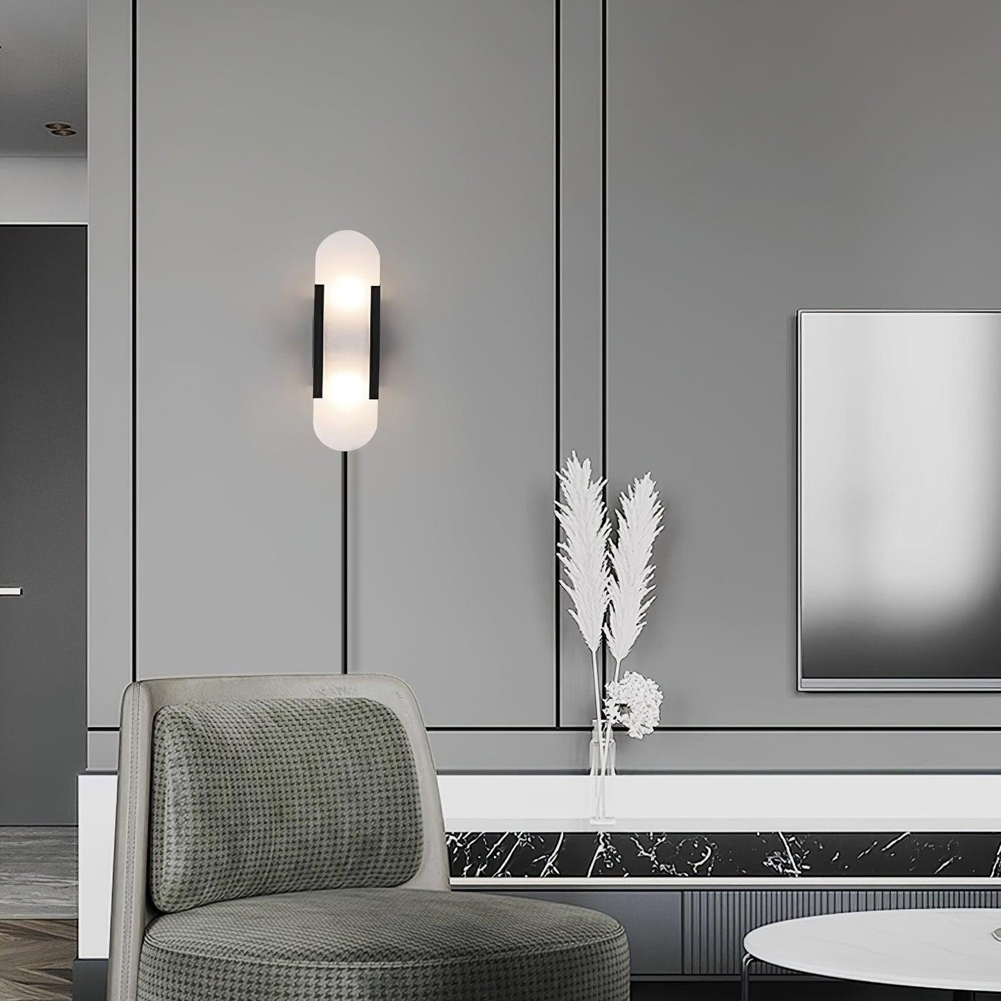 Melange Elongated Alabaster Plug-in Sconce