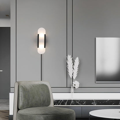 Melange Elongated Alabaster Plug-in Sconce