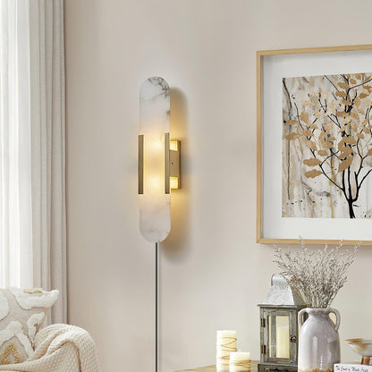 Melange Elongated Alabaster Plug-in Sconce