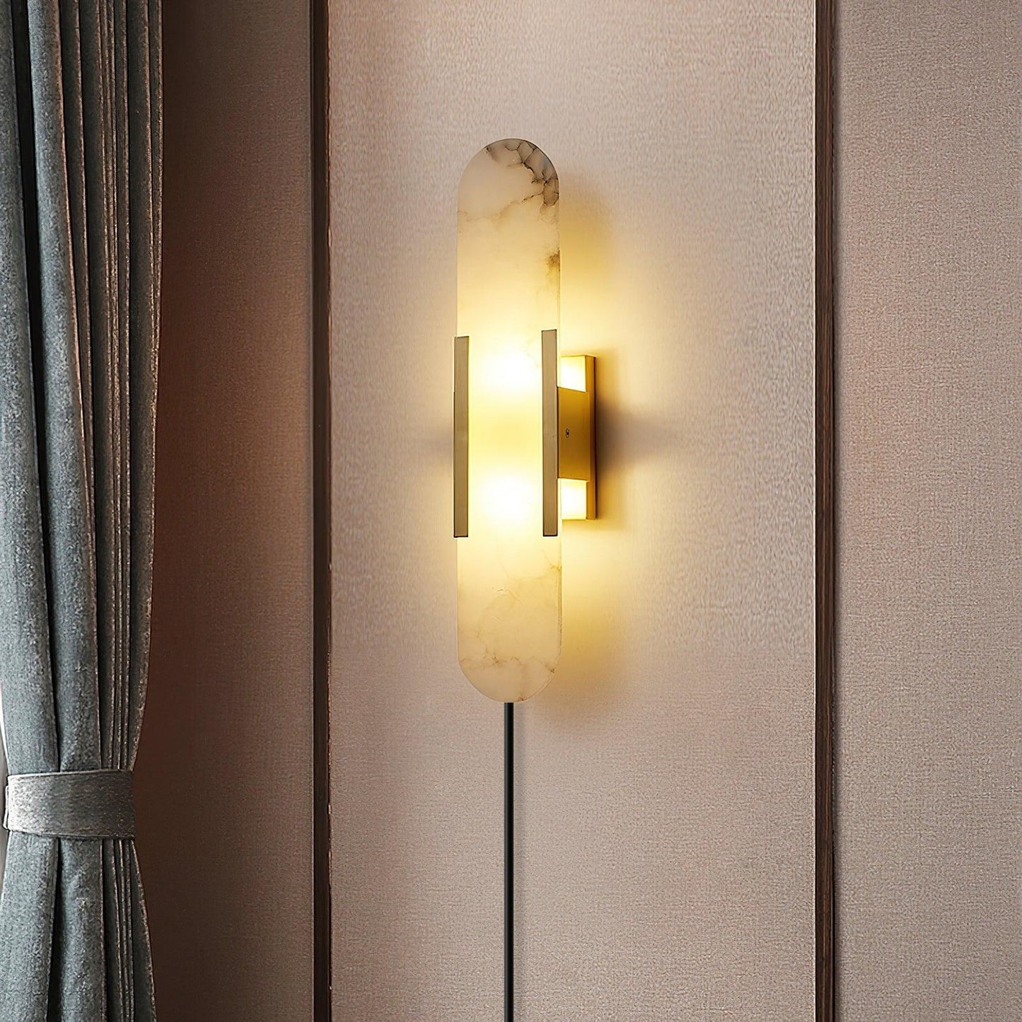 Melange Elongated Alabaster Plug-in Sconce