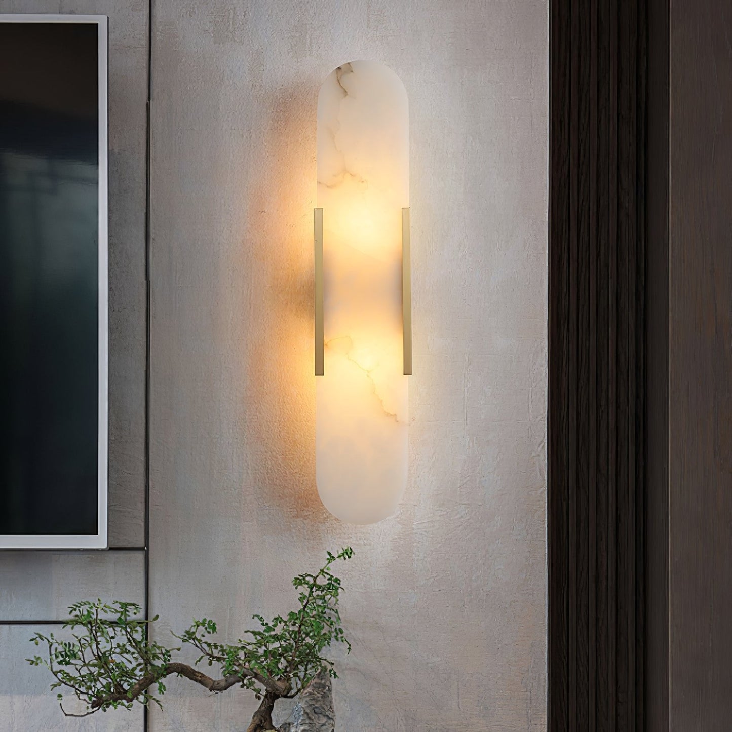 Melange Elongated Alabaster Plug-in Sconce