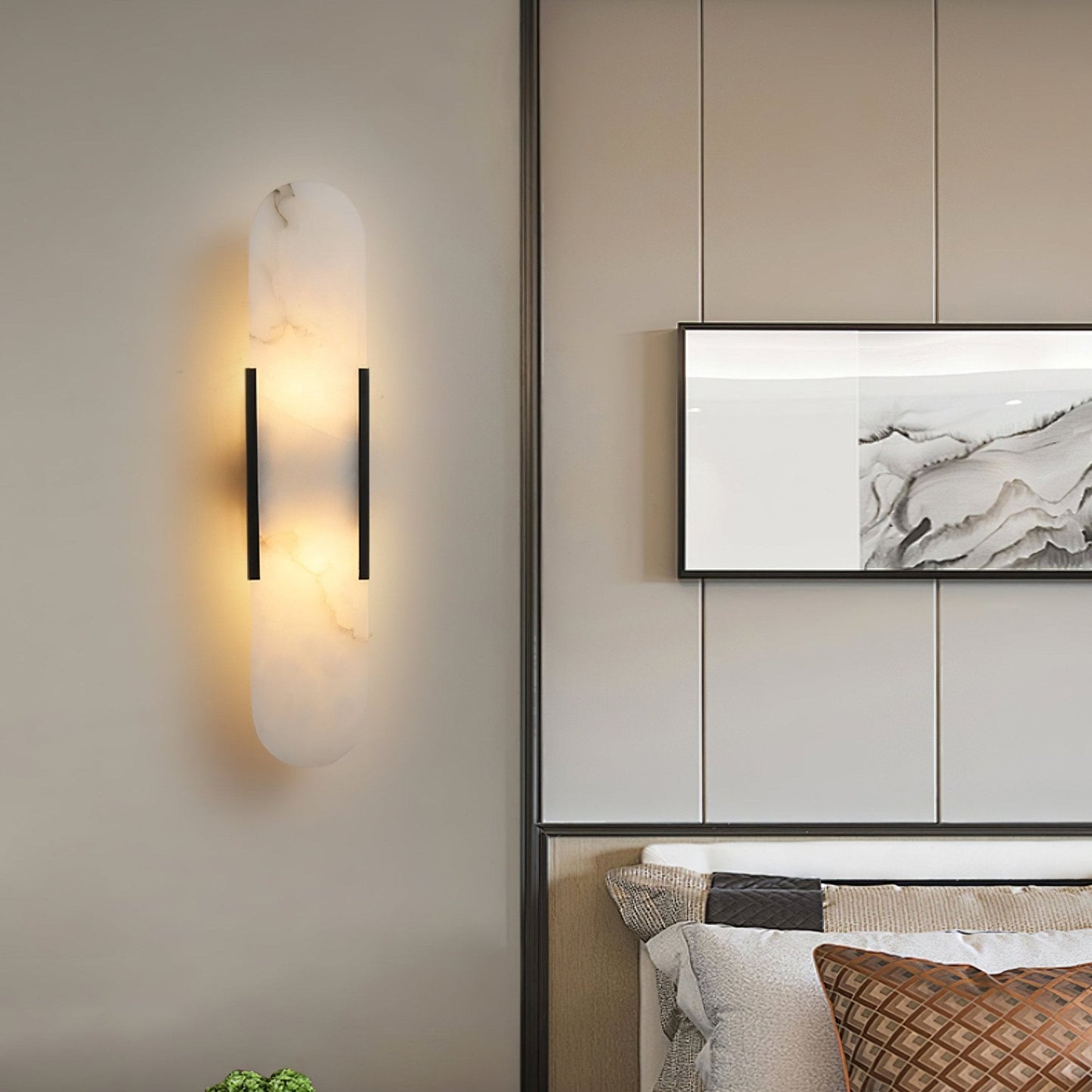 Melange Elongated Alabaster Plug-in Sconce