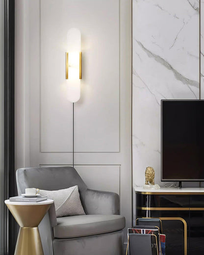 Melange Elongated Alabaster Plug-in Sconce