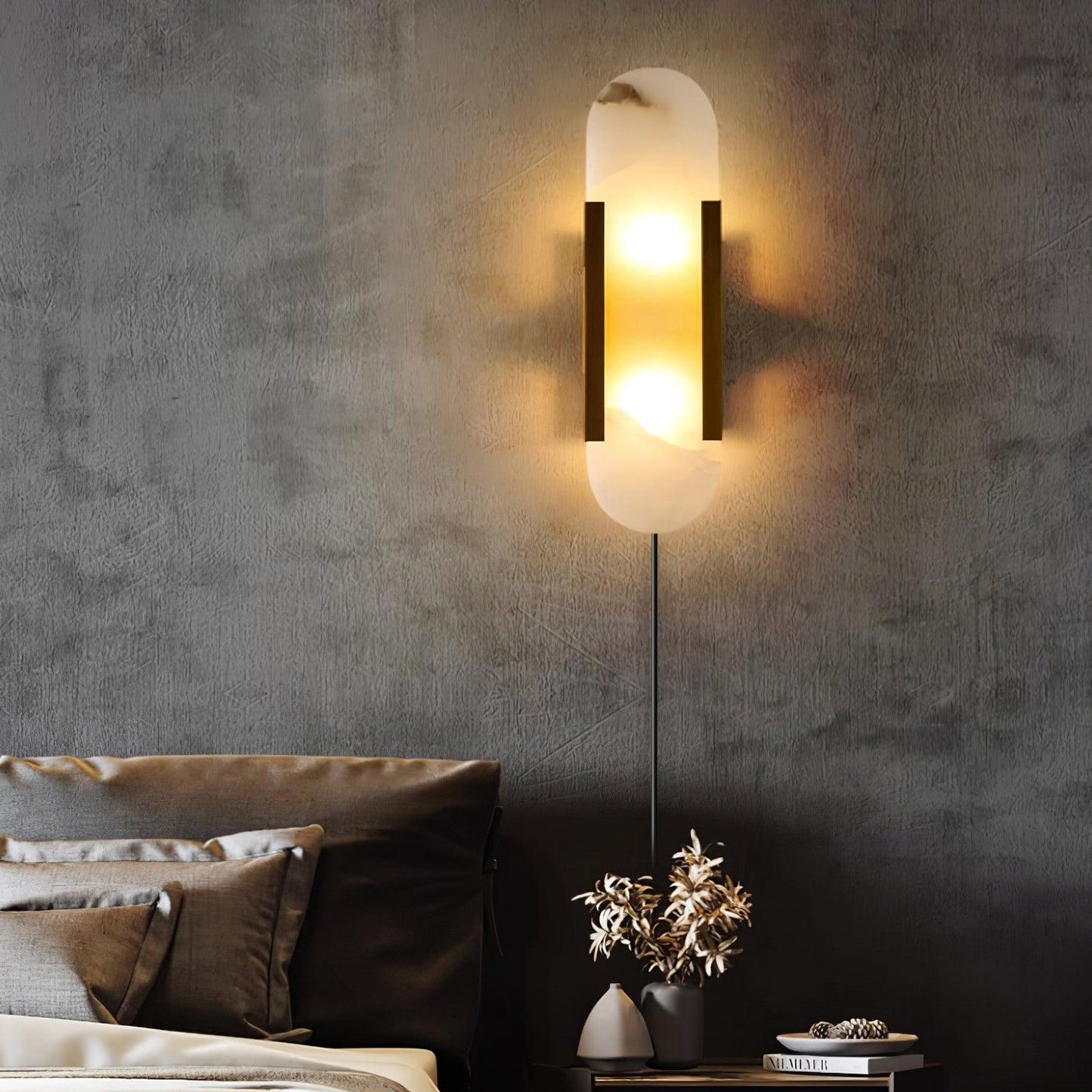 Melange Elongated Alabaster Plug-in Sconce