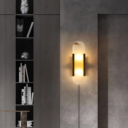Melange Elongated Alabaster Plug-in Sconce