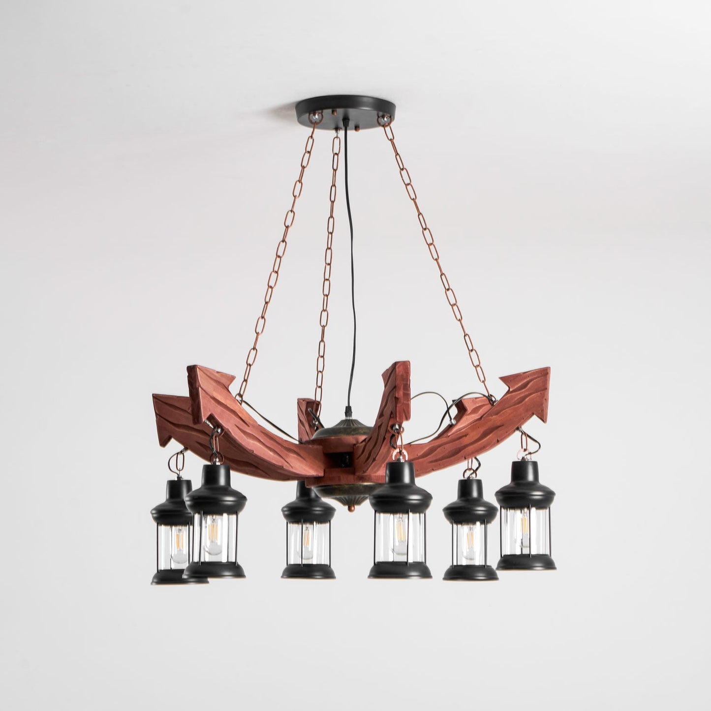 Nautical Industrial Style Wooden Chandelier