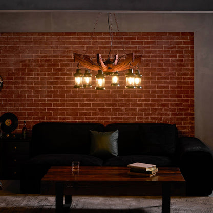 Nautical Industrial Style Wooden Chandelier