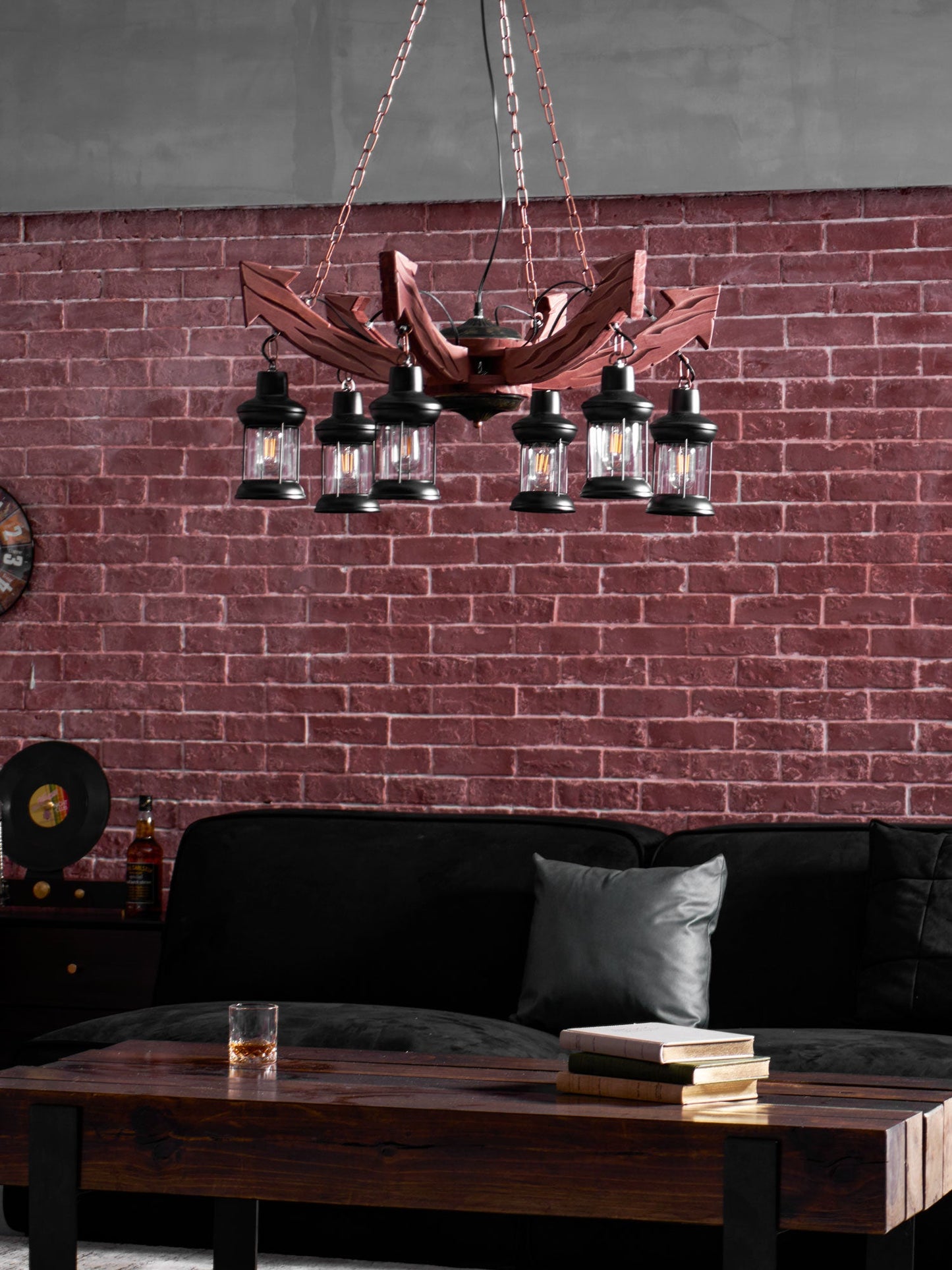 Nautical Industrial Style Wooden Chandelier