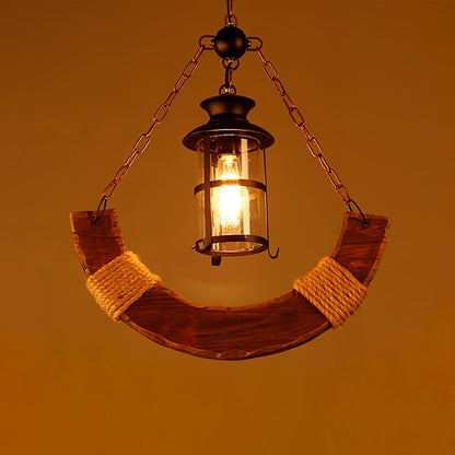 Nautical Industrial Style Wooden Chandelier