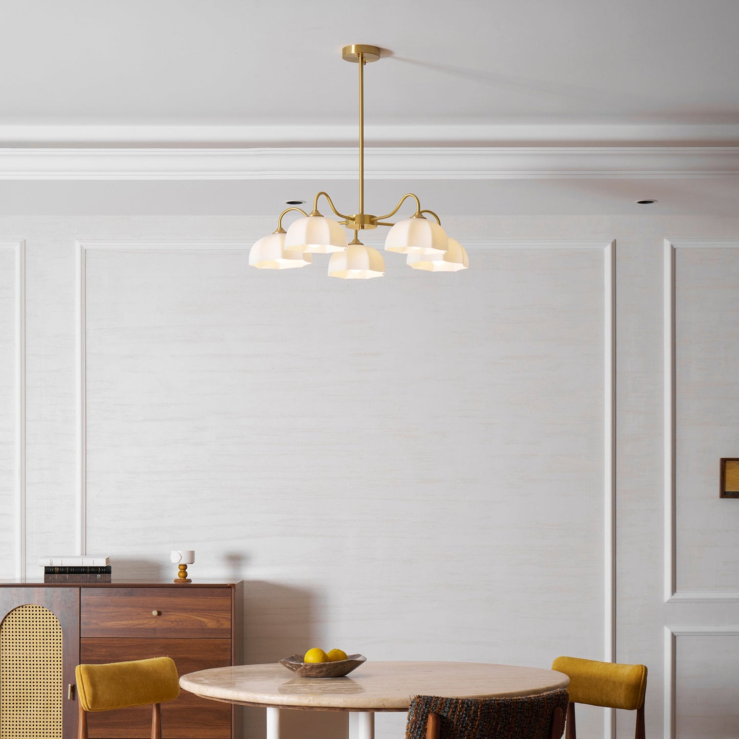 Octagonal Glass Bowl Chandelier