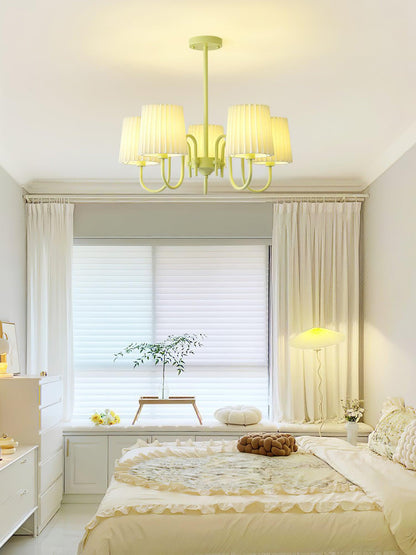 Pleated Fabric Matcha Chandelier