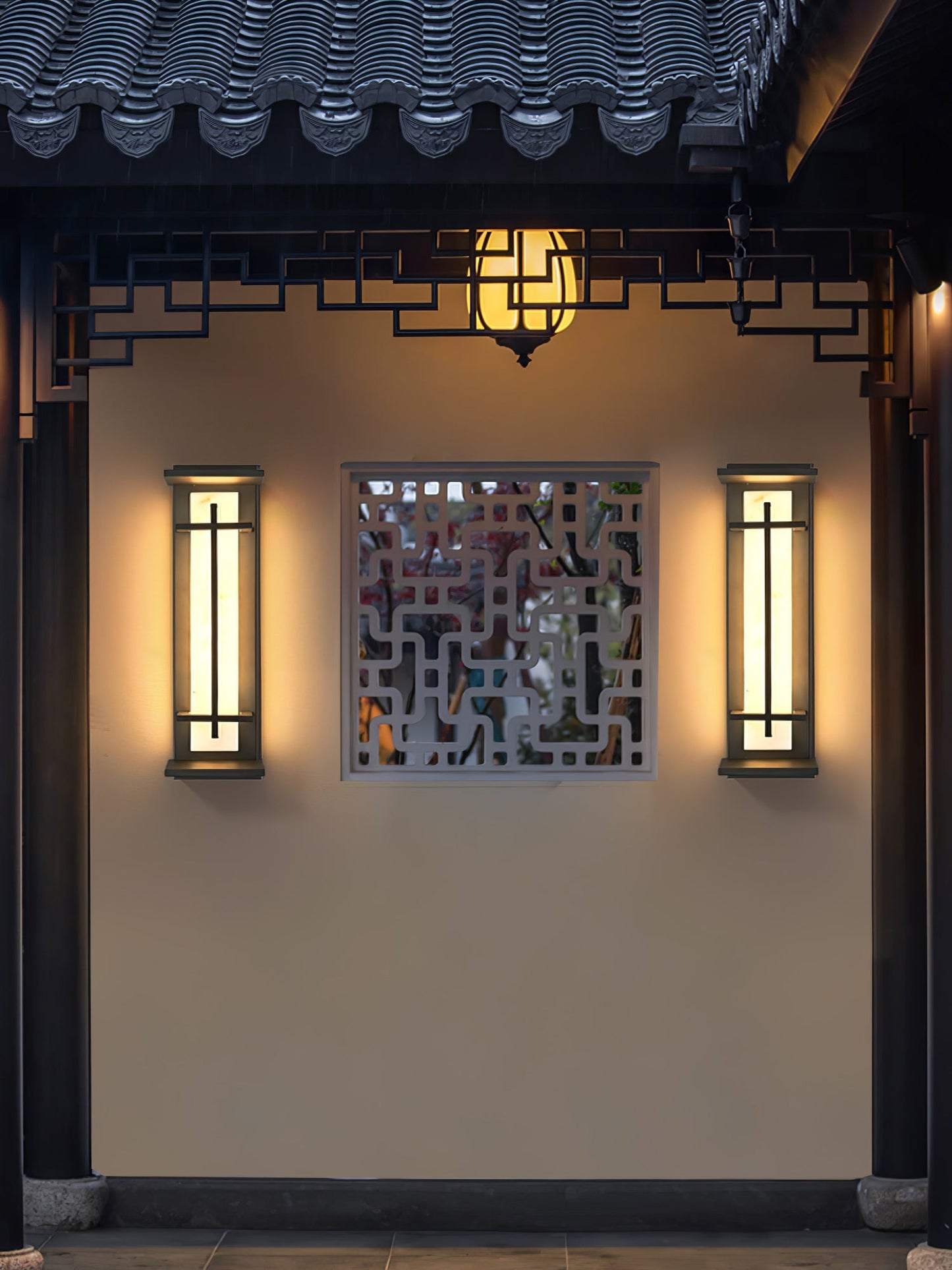 Square Outdoor Alabaster Wall Light