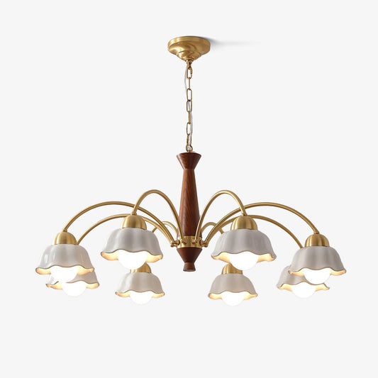 Swedish Modern Gold Chandelier
