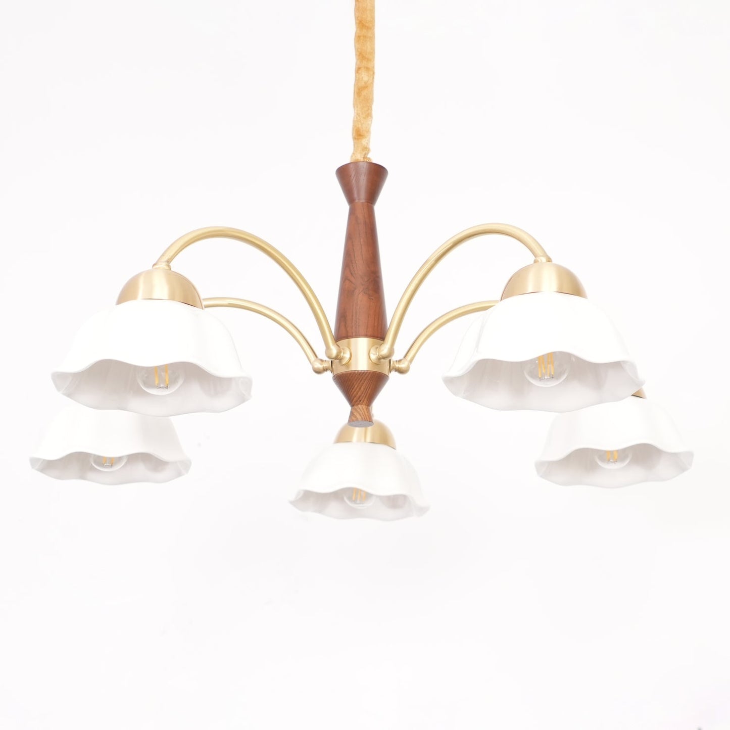 Swedish Modern Gold Chandelier