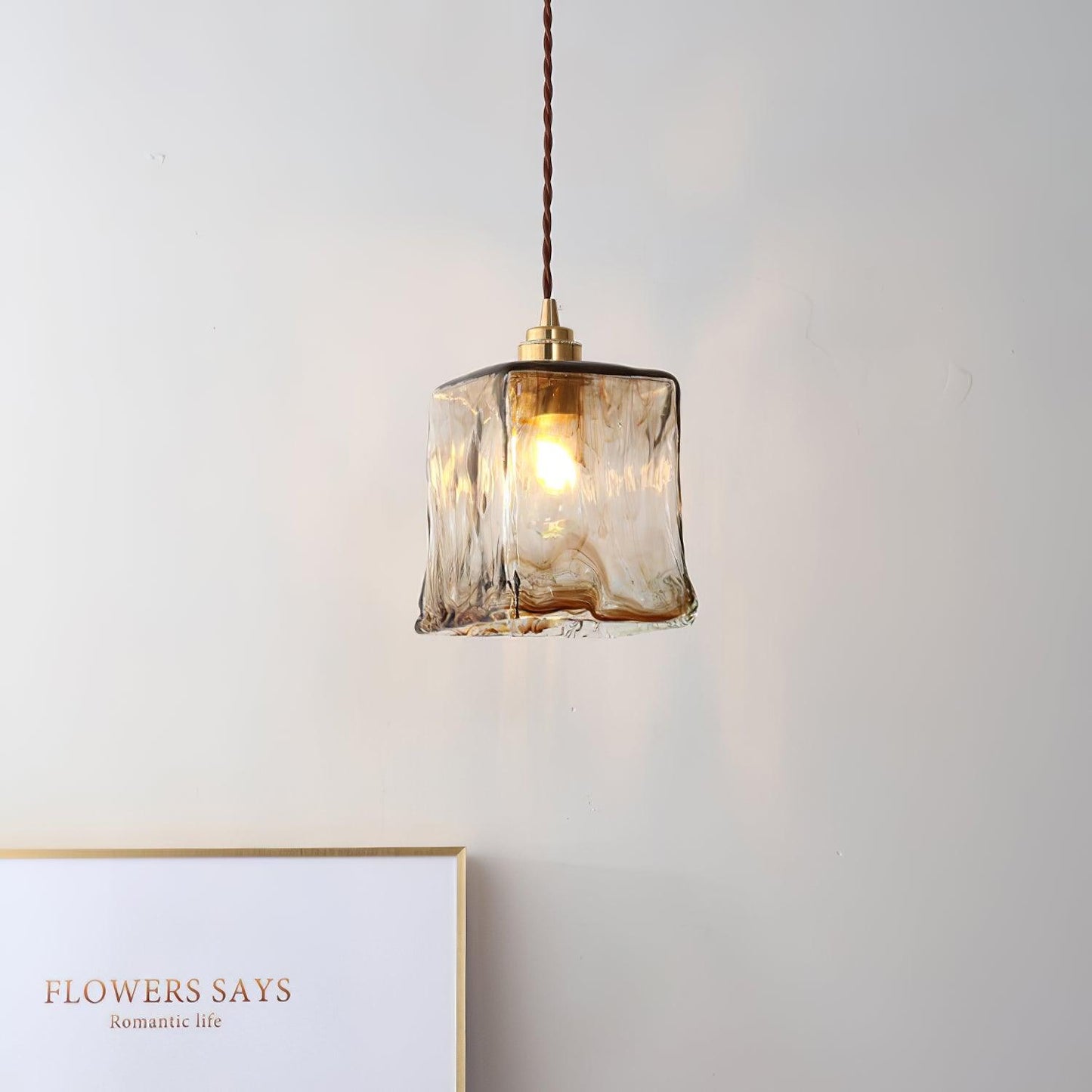 Vintage Brown Glass Pendant Light