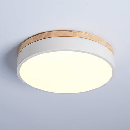 White Round Wooden Ceiling Lamp